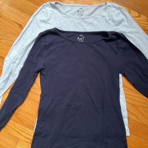 J. Crew Long Sleeve Tees - Navy and Light Blue